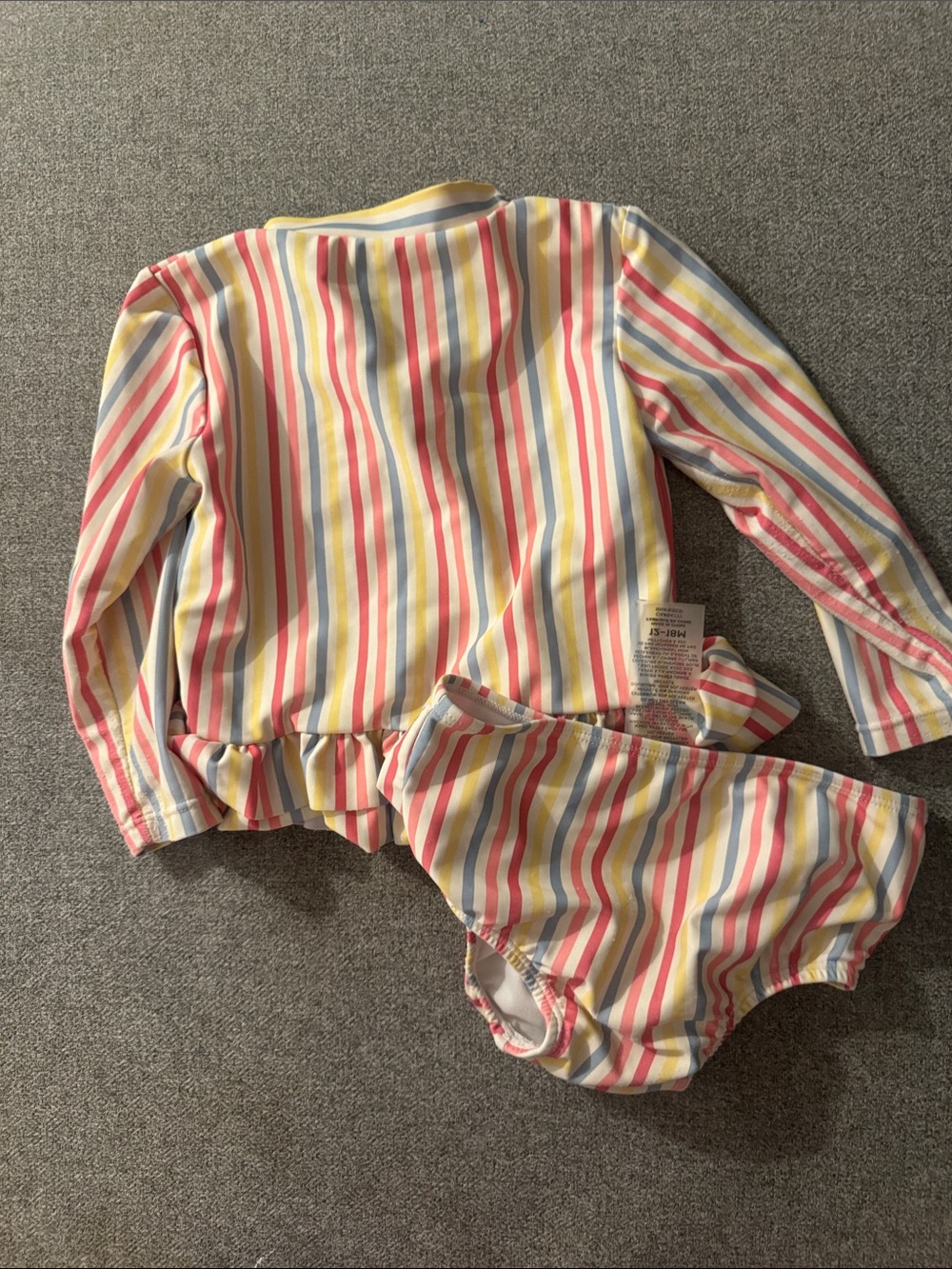 5/$15- Kids Long Sleeve One-Piece Rashguard Set - Multicolor Stripes